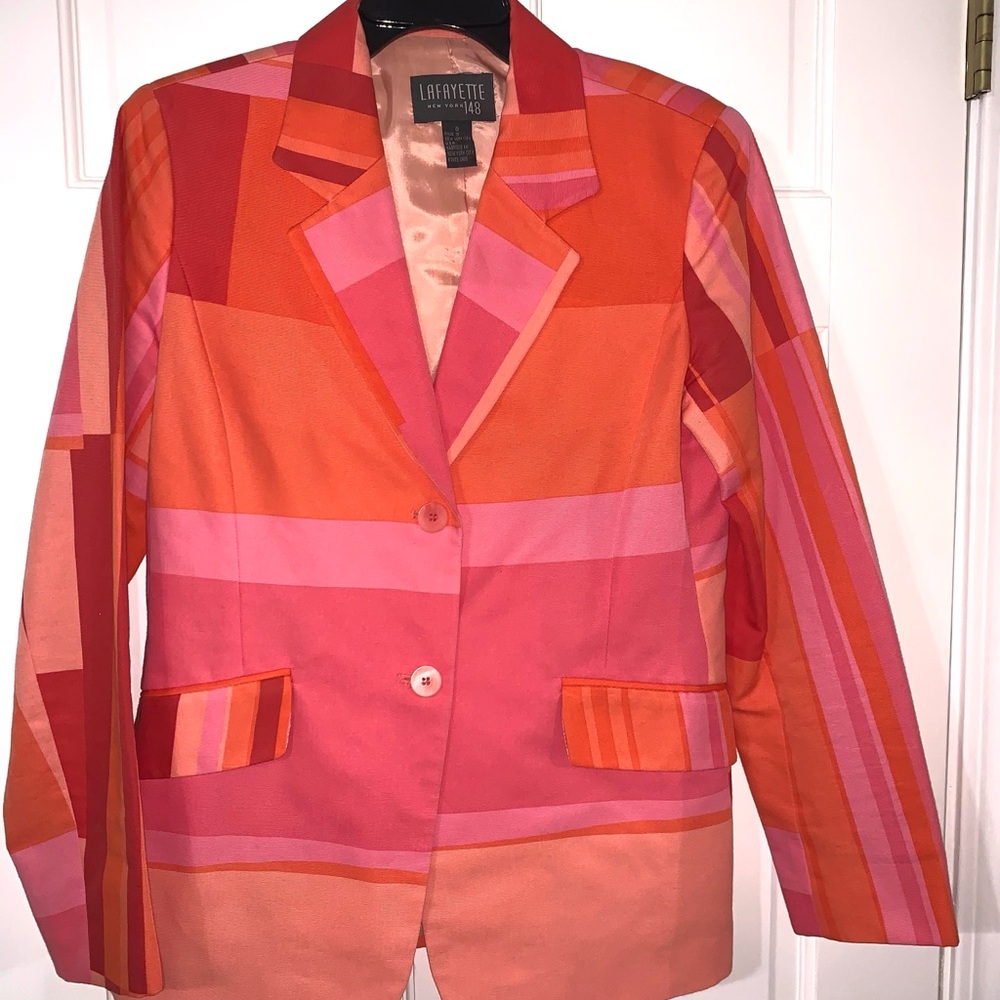 Lafayette 148 New York Women's Multicolor Pink & Orange Blazer size 6